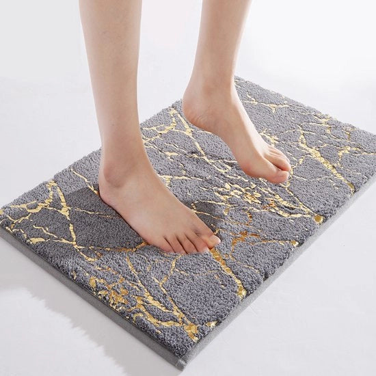 Pavimento antiscivolo, decorazione dorata, accessori bagno, pavimento microfibra, morbido, assorbente, 50 x 80 cm