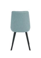 E-STYLO Sedia da pranzo in microfibra acquamarina con gambe e struttura in metallo nero, 48cm X 60cm H. 87cm.