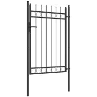 Cancello Giardino a 2 Paletti con Maniglia, Lucchetto e 3 Chiavi, in Acciaio Zincato, 105x204 cm, Nero