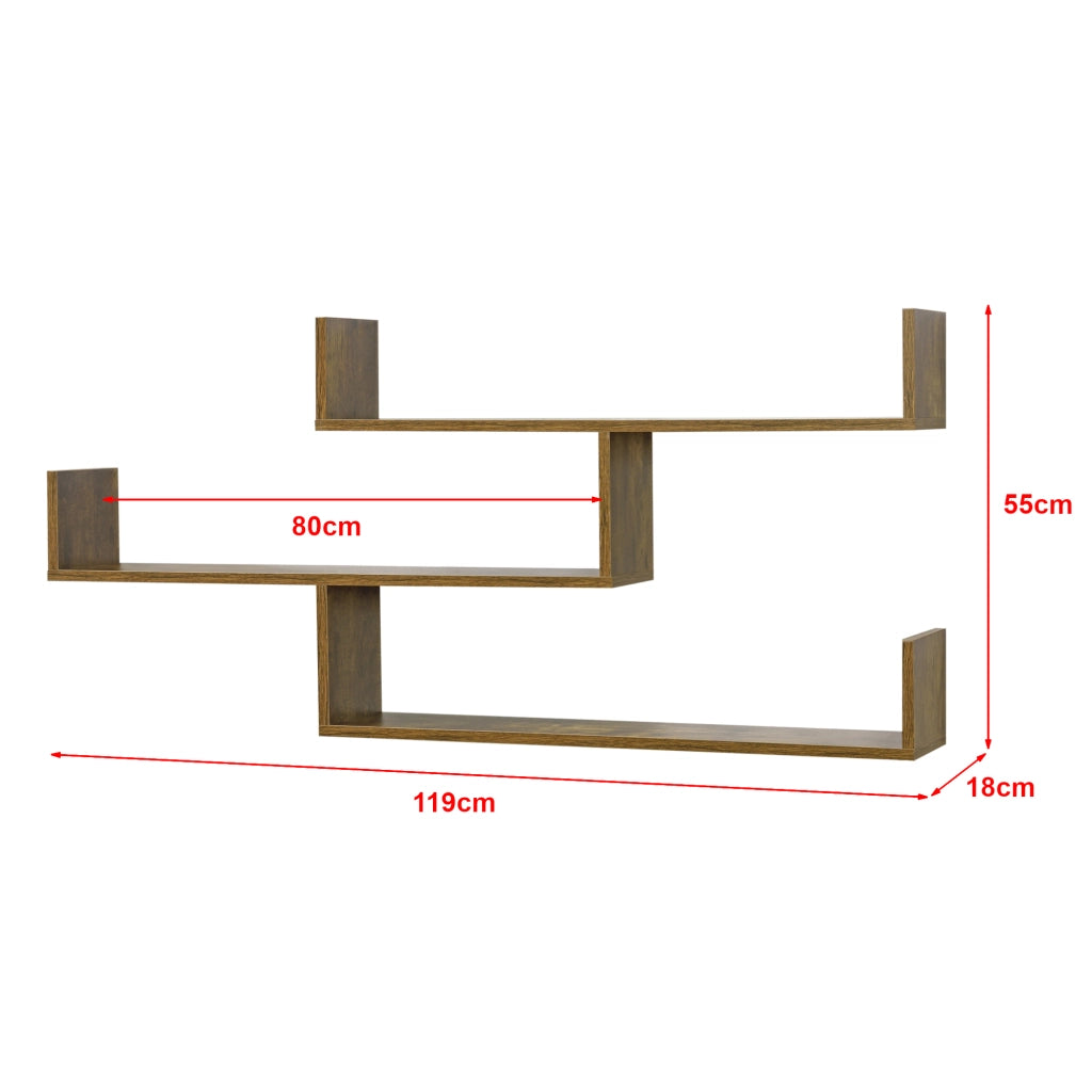 Mensola da Parete Grimstad con 3 Ripiani 119x18x55 cm - Effetto Legno Scuro [en.casa]