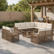 Set Divano da Giardino 12 pz Beige e Bianco Crema polyrattan 3436872