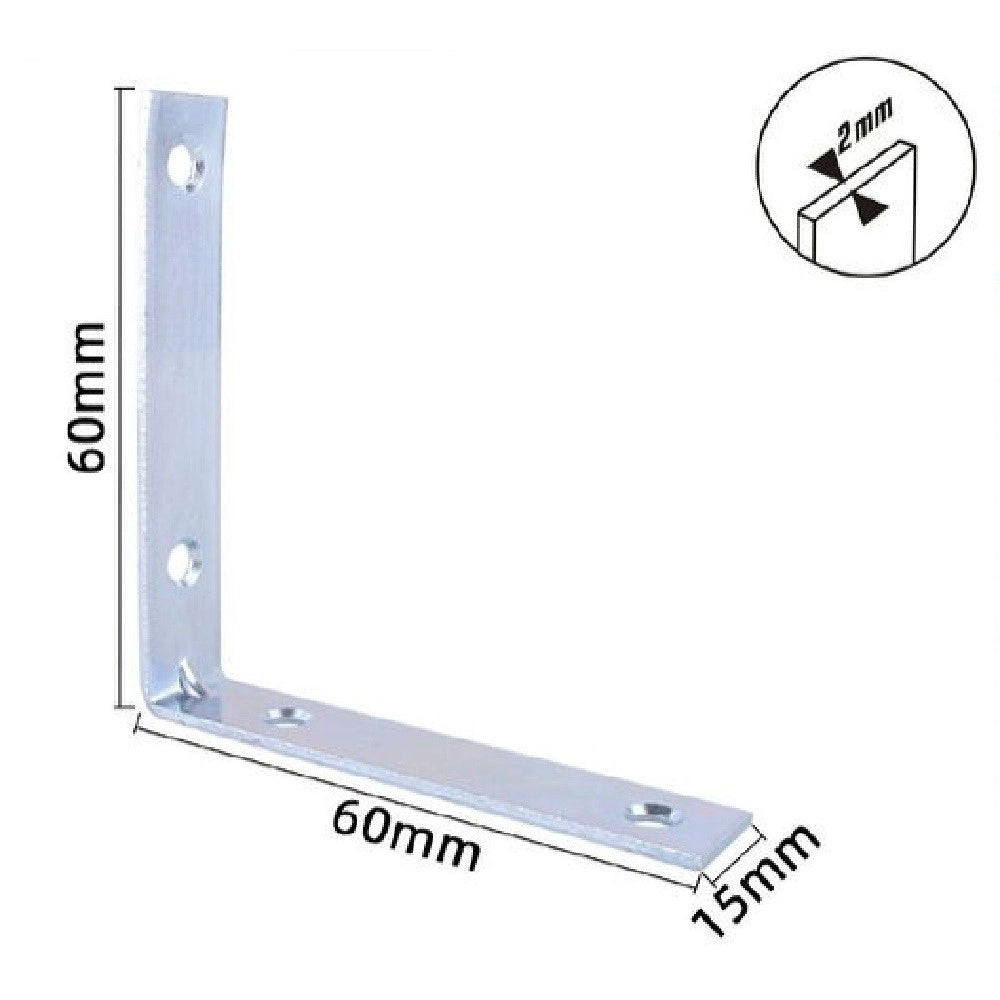 Trade Shop - Set 4 Pz Lastrine Ad Angolo Lastrina Angolare 60x60x15x2mm Con Viti Mobili 57114 -