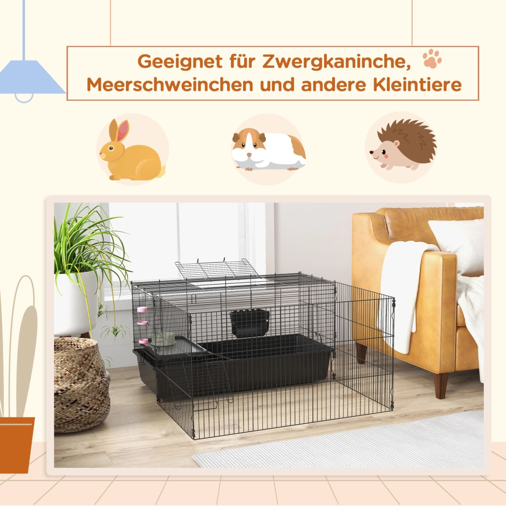 Gabbia per Piccoli Animali con Recinto Rimovibile ¨C zephmum ¨C Nero