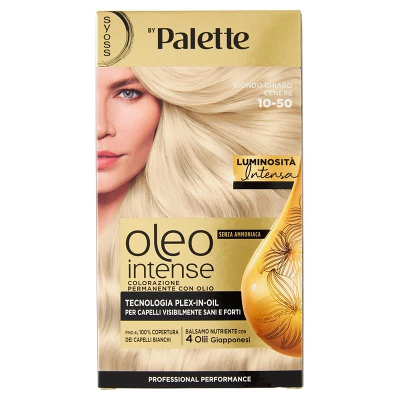 PALETTE SYOSS OLEO INTENSE COLORAZIONE PERMANENTE CON OLIO SENZA AMMONIACA CON 4 OLII GIAPPONESI 10.50 BIONDO CHIARO