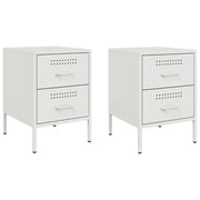 Set di 2 Comodini | Armadio da Notte | Mobiletto da notte Bianchi 36x39x50,5 cm in Acciaio