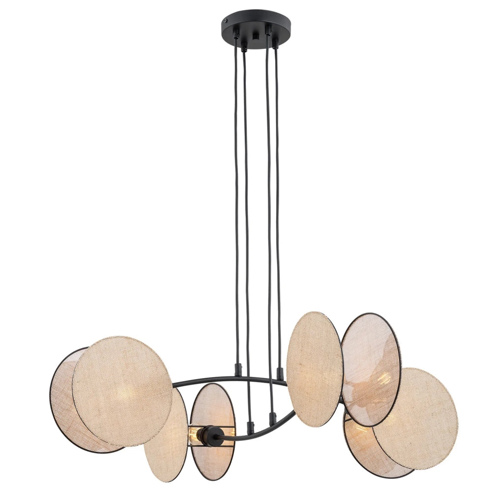 Lampada A Sospensione 4 Luci Moderna Nut In Acciaio Effetto Naturale
