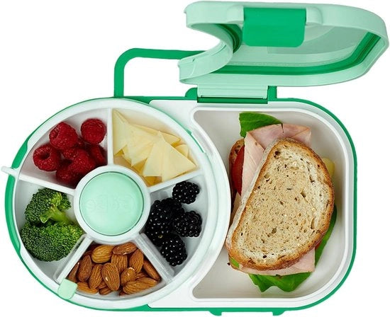 Lunchbox riutilizzabile per bambini - contenitore snack a 5 compartimenti con coperchio - BPA e PVC liberi - resistente al lavastoviglie - impermeabile - senza spillatura
