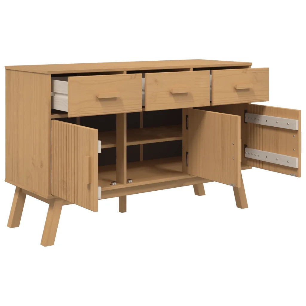 Credenza | Madia | Buffet da pranzo | Armadio da pranzo OLDEN Marrone 114x43x73,5 cm in Legno Massello di Pino