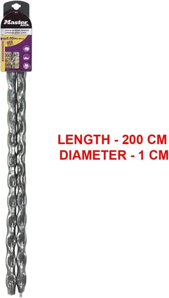 Master Lock 8021EURD Catena in Acciaio Temperato 2,0 m Diametro 10 mm Rivestimento in Vinile colore Trasparente