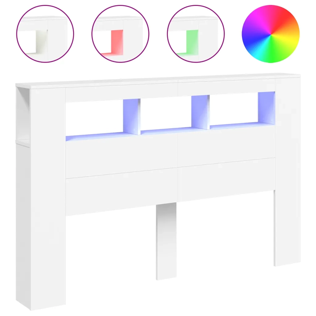 Testiera LED-Testata con Luci LED Bianca 160x18,5x103,5 cm Legno Multistrato