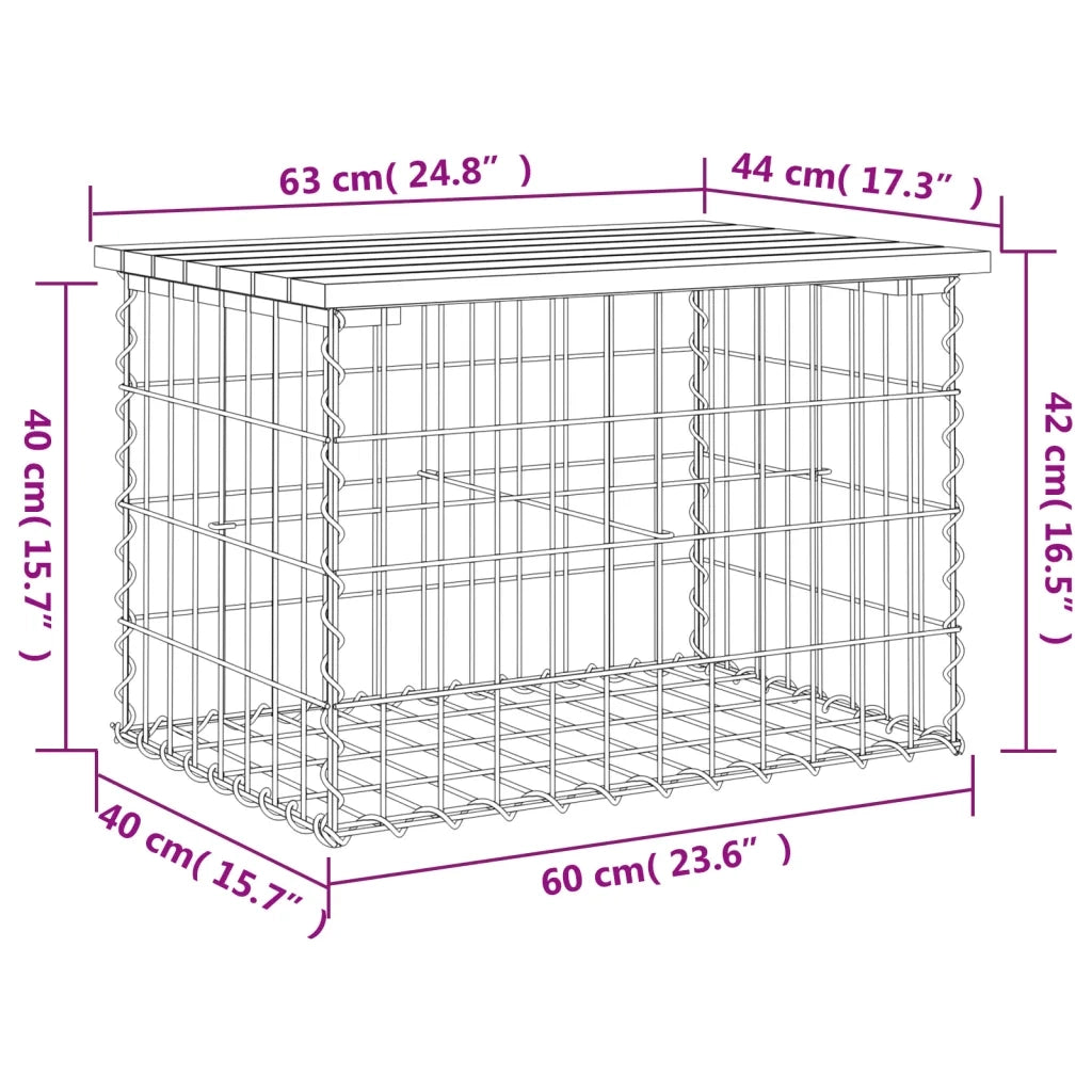 Panca da Giardino Design Gabbione 63x44x42 cm Pino Impregnato