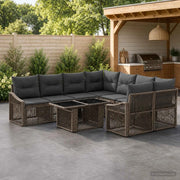 Set Divano da Giardino 9 pz Grigio e Grigio Scuro polyrattan 3437222