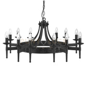 Cartwheel II 12Lt Pendant - Ferro battuto nero