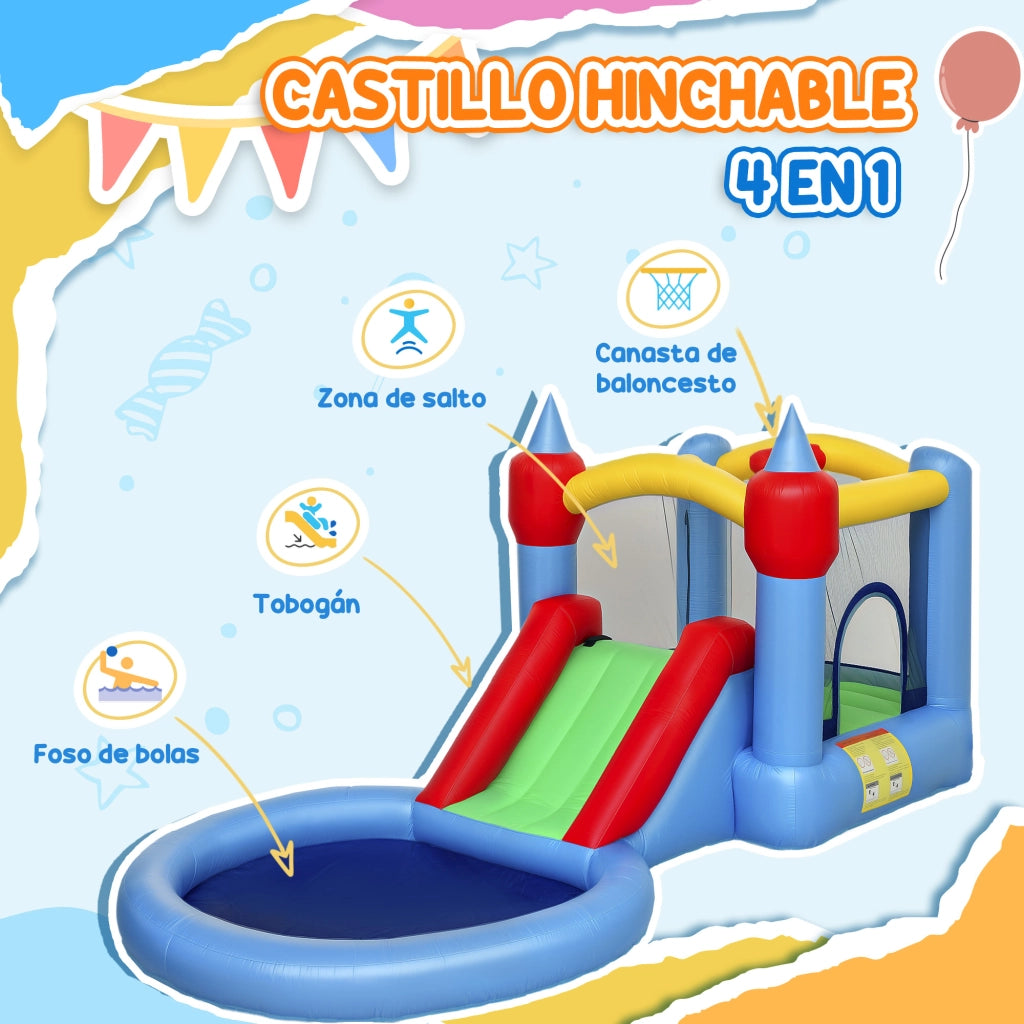 Castello Gonfiabile con Scivola e Piscina Palle ¨C zephmum ¨C 415x205x190 cm