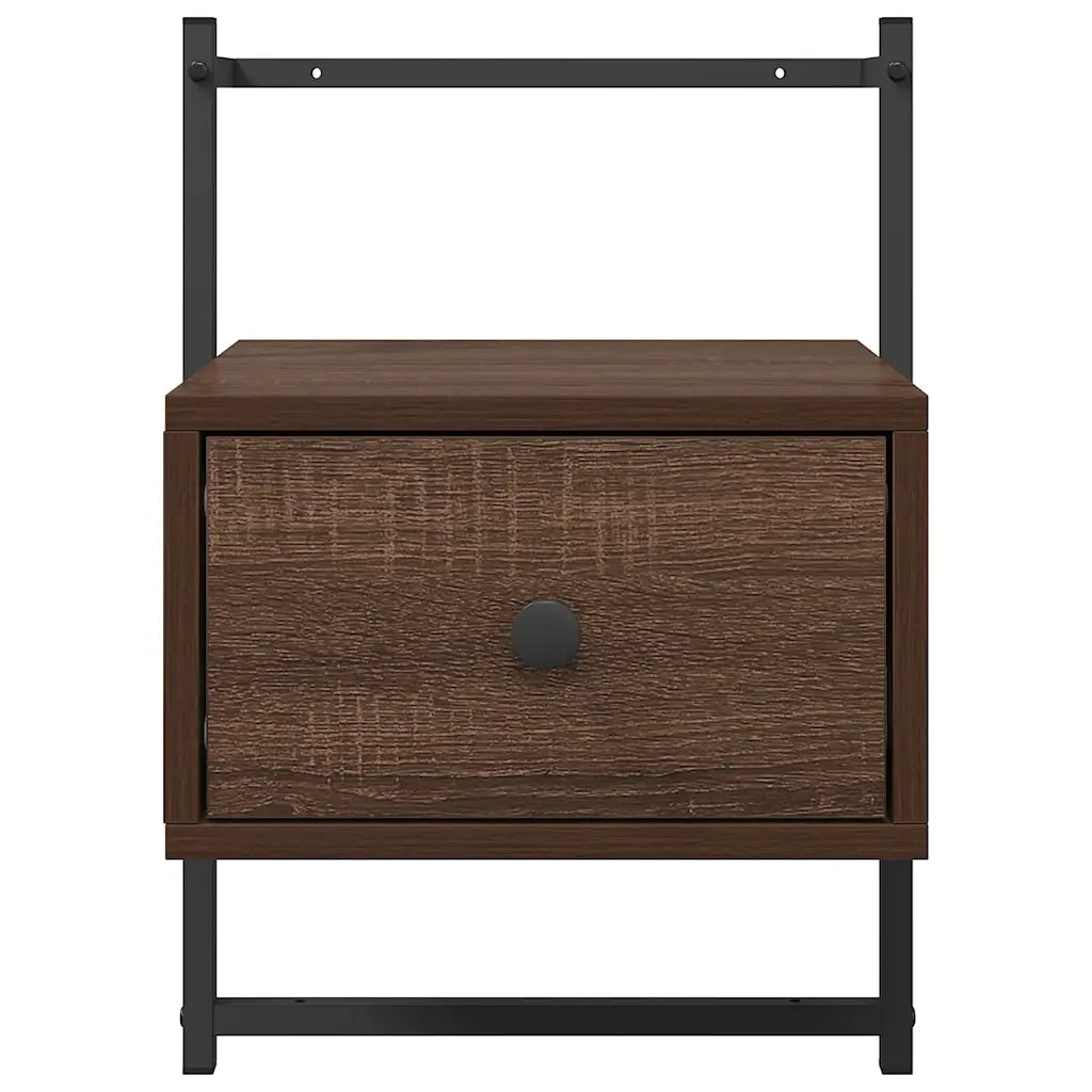 Comodino | Armadio da Notte | Mobiletto da notte a Muro Rovere Marrone 35x30x51 cm Legno Multistrato