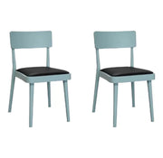 Set 2 sedie legno verde acqua seduta ecopelle nera 48x45,5x79 - Mobili 2G