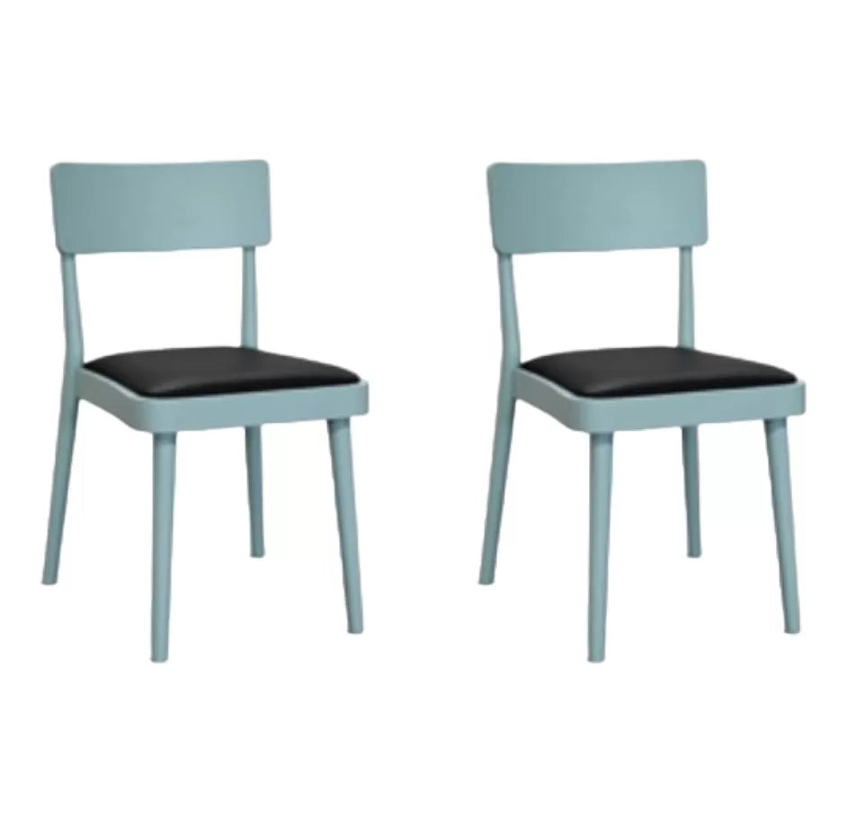 Set 2 sedie legno verde acqua seduta ecopelle nera 48x45,5x79 - Mobili 2G
