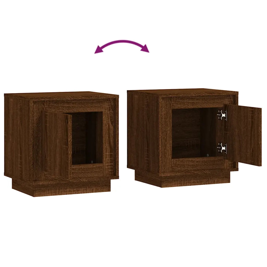 Comodini 2 pz-Set di 2 Tavolino da notte Rovere Marrone 44x35x45 cm in Legno Multistrato