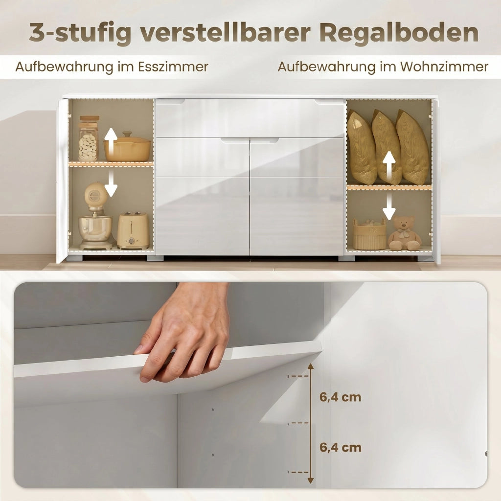 Cassettiera moderna con 4 ante ¨C Zephmum ¨C Bianco, 80x40x86 cm