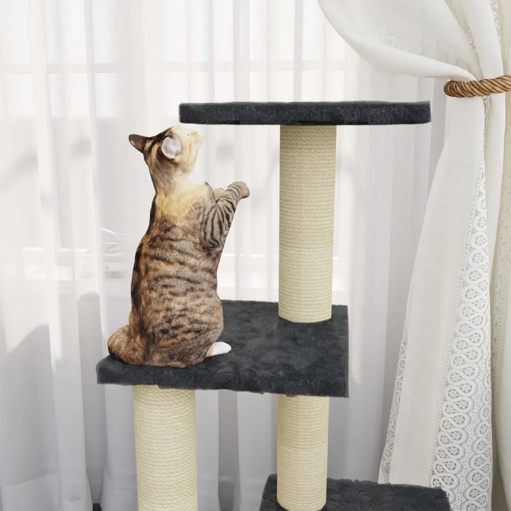 Albero per Gatti con Tiragraffi in Sisal Grigio Scuro 92 cm cod mxl 9191