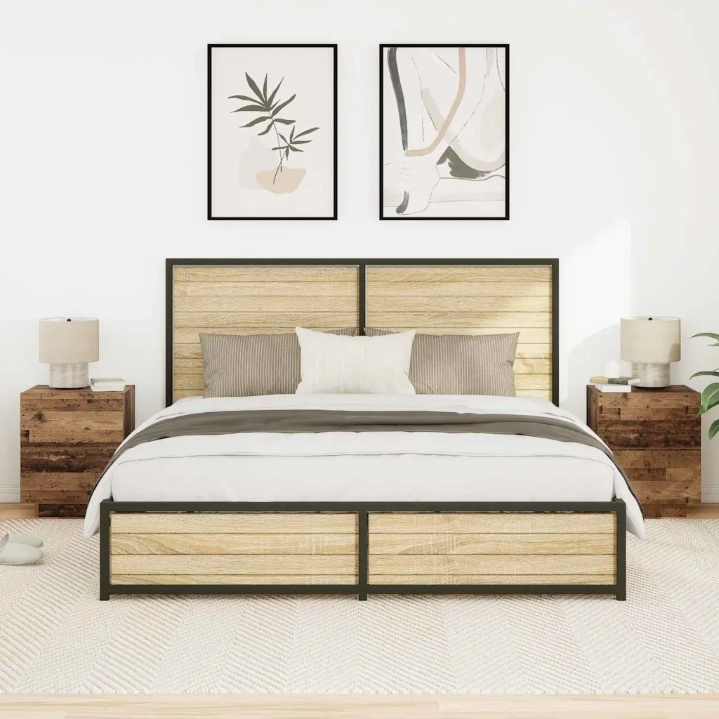 Set di 2 Comodini | Armadio da Notte | Mobiletto da notte Legno vecchio 45 x 40 x 55 cm