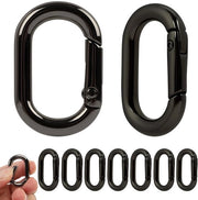 Set di 10 chiodi da karabina - Nero - Ovale - Robusto - Zinklegering - Anello di chiusura - Ideale per Outdoor/DIY - Chiodi