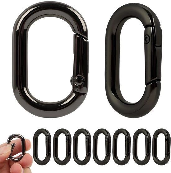 Set di 10 chiodi da karabina - Nero - Ovale - Robusto - Zinklegering - Anello di chiusura - Ideale per Outdoor/DIY - Chiodi