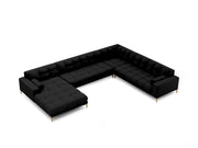 Cosmopolitan Design - Divano panoramico destro "Bali" 7 posti in tessuto strutturato nero 