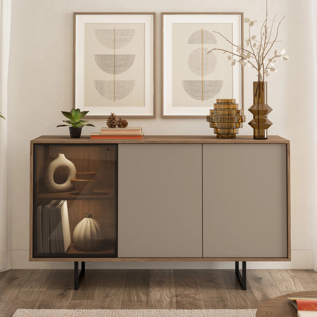 Madia Terinese, Credenza 3 Ripiani, 184x40x87h cm Beige