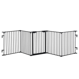 Cancellino per Cani Taglia Piccola e Media Pieghevole a 5 Pannelli 300x3x74,5 cm in Metallo e Plastica Nero