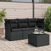 Set Divani da Giardino 4 pz con Cuscini Nero in Polyrattancod mxl 134888