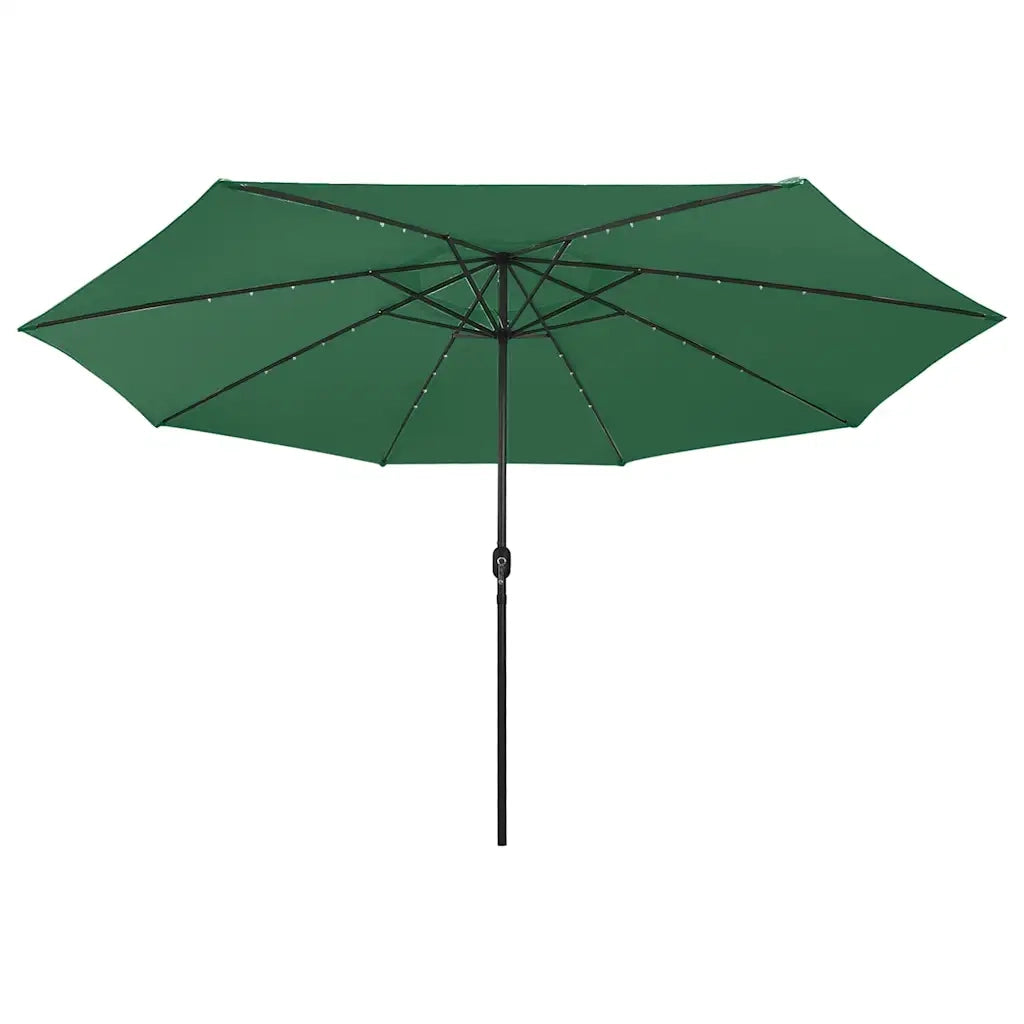 Ombrellone da Esterni con LED e Palo in Metallo 400 cm Verde