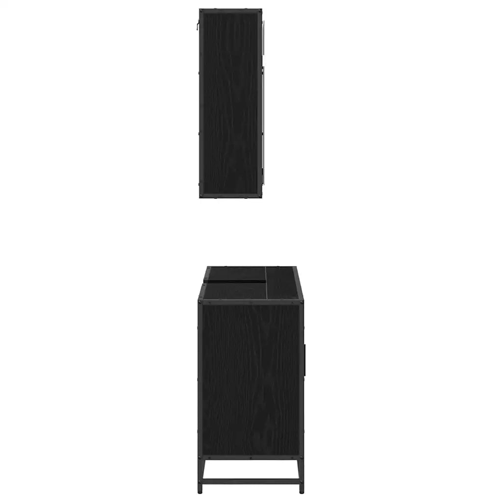 Set di mobili per il bagno 2 pcs Rovere Nero Legno multistrato 3402461