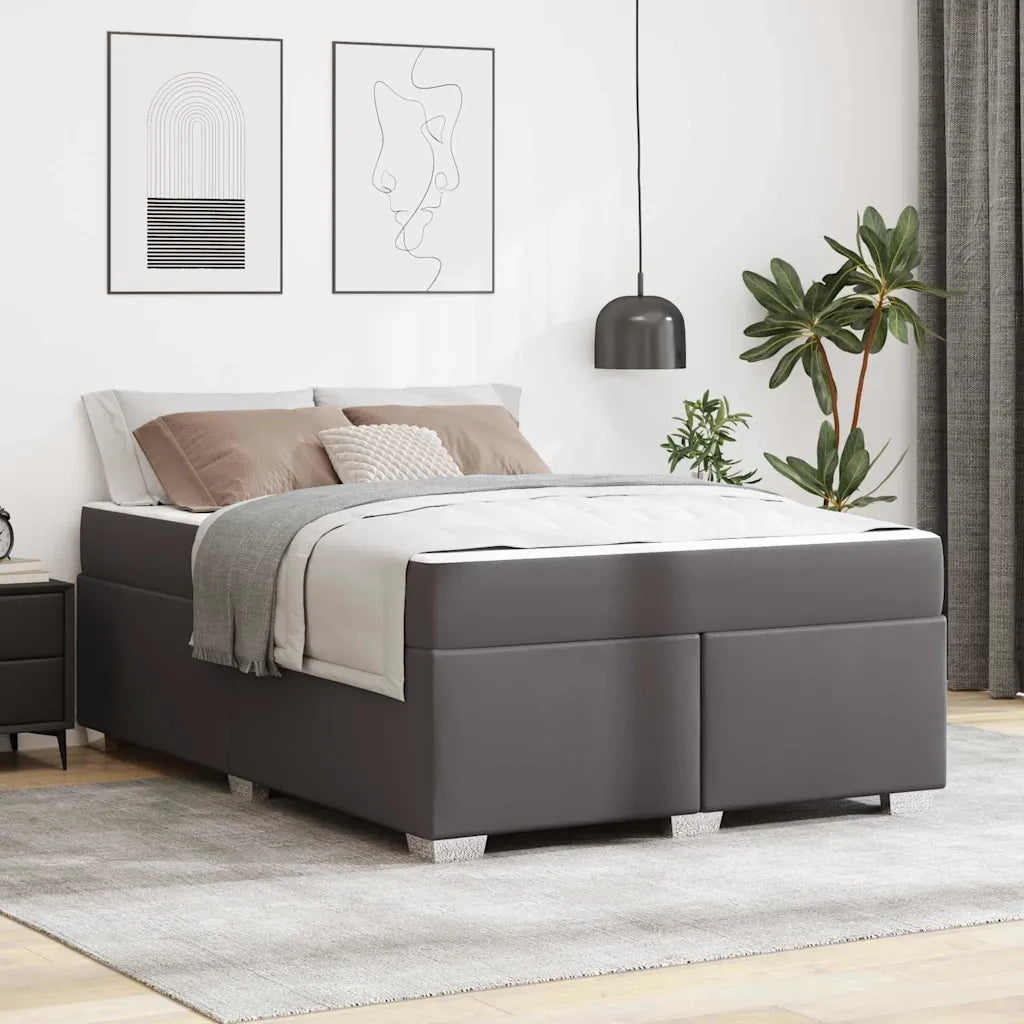 Struttura del letto con materasso Grigio 140 x 200 cm Tessuto