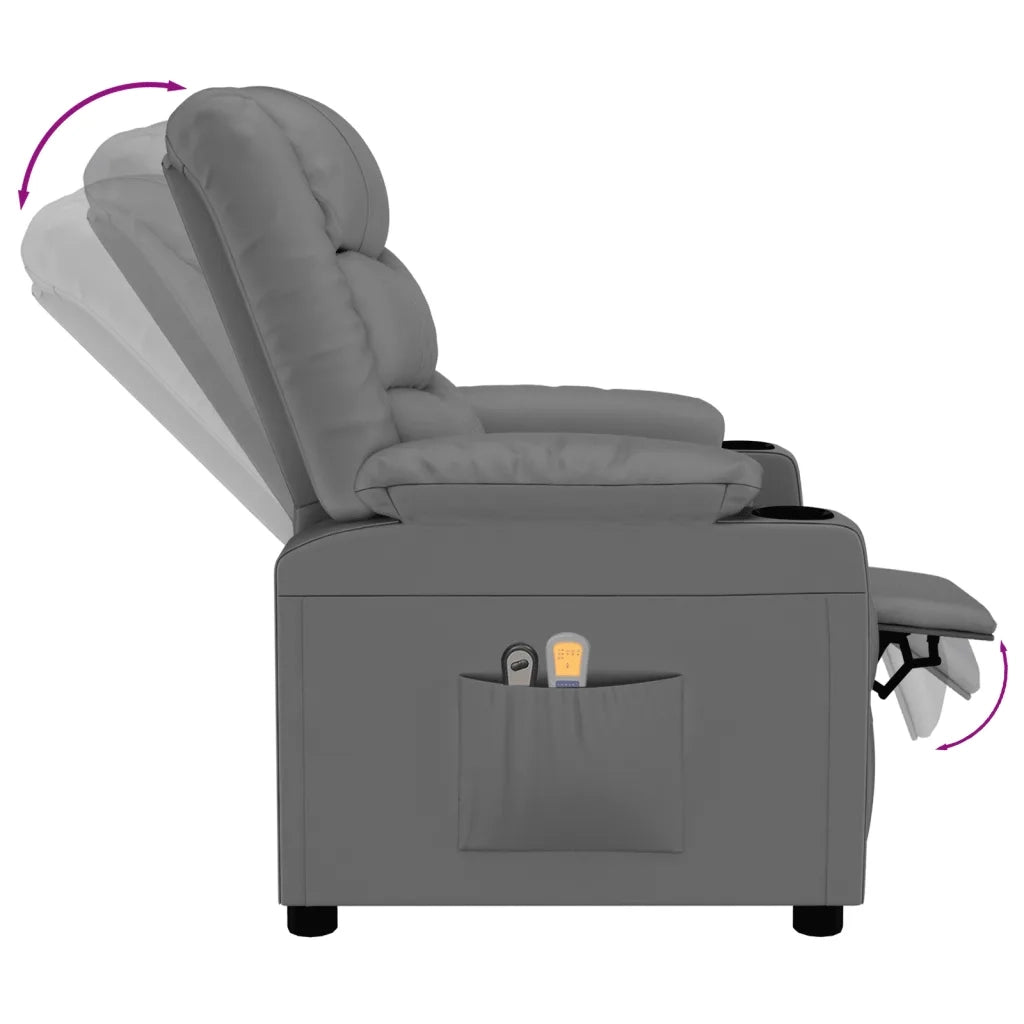 Poltrona Massaggiante Elettrica Grigio Similpelle cod mxl 32093