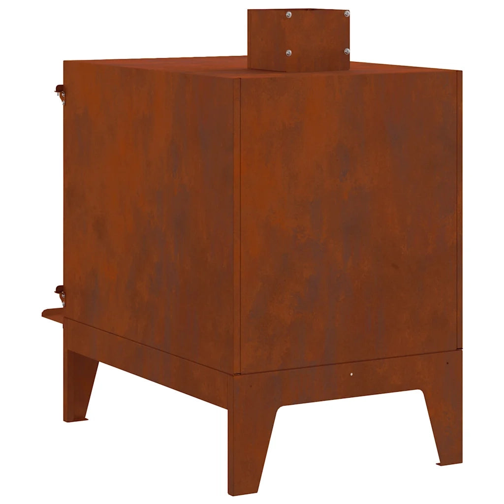 Stufa da Campeggio-Stufa a Legna 35x50x60 cm in Acciaio Corten