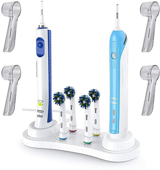 Supporto per spazzola da denti elettrica - Supporto per spazzola da denti elettrica - Supporto per spazzola da denti Bianco - Compatibile con Oral B con 4 spazzole da denti Copertura di protezione.