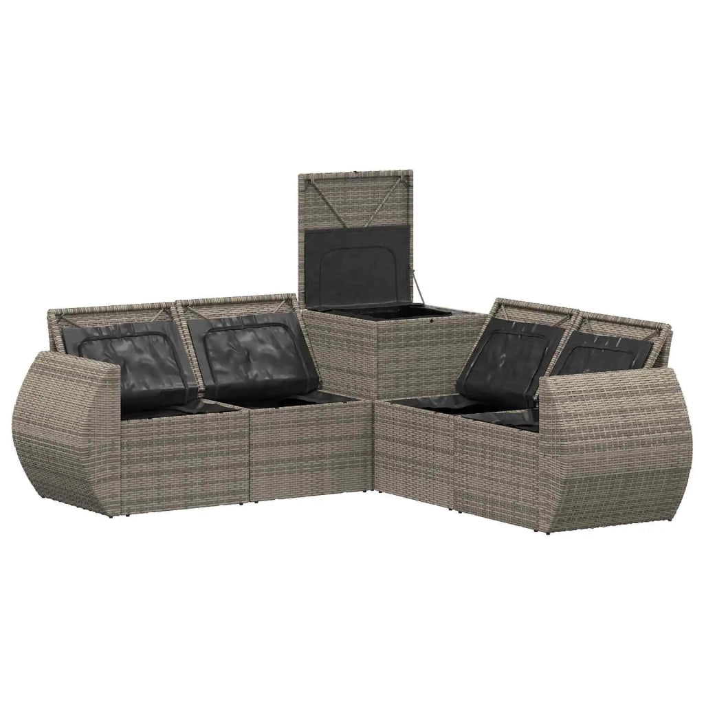 Set di divani 5 pz Grigio e Blu Navy Rattan sintetico e Acciaio 3447901