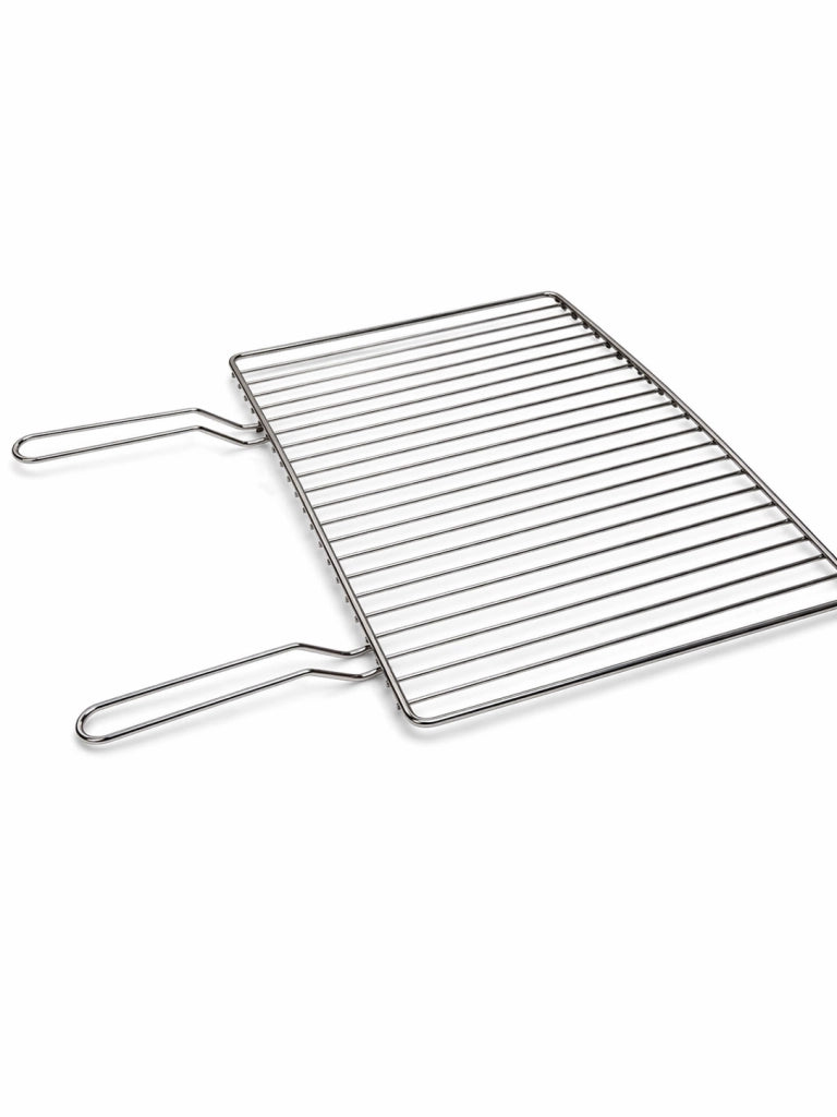 Griglia per Barbecue in Acciaio Cromato, Regolabile su più Altezze, Scorrevole per camino per Carne e Pesce 49,5x34,5 cm