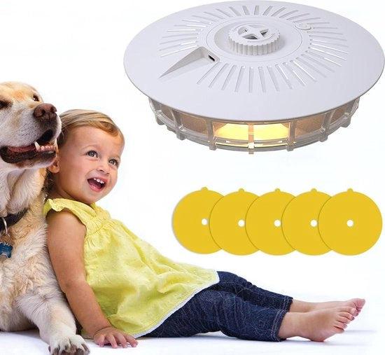 Lampada per cattura insetti per interni ed esterni - Lampada per cattura insetti con 5 adesivi per zanzare, falene e pulci