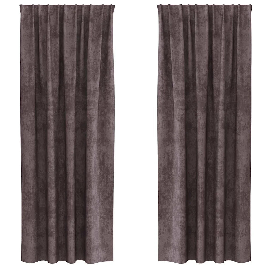 Tende in Velluto con tende 2 pcs Marrone 245 x 140 cm Velluto 4107696