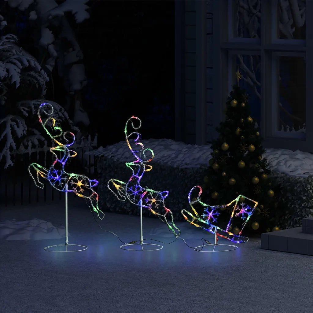 Decorazione Natale Slitta Renne Acrilico 260x21x87cm Colorata