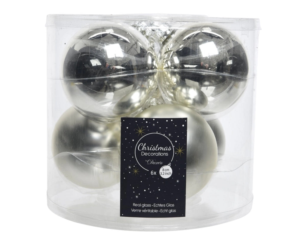 Box 6 Palline Vt Argento d8cm