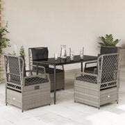 Set Pranzo da Giardino 5pz con Cuscini Grigio Chiaro Polyrattan 3263029
