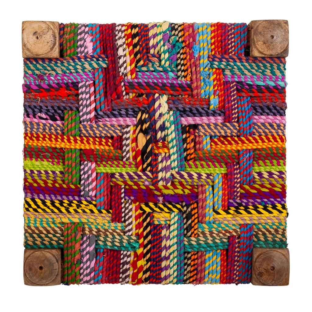 Sgabello in corda intrecciata 38x38x38h