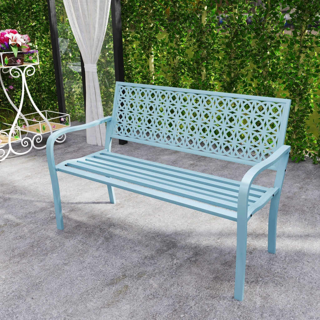Panchina da Giardino ¨C Zephmum ¨C Blu, Acciaio, per 2 Persone