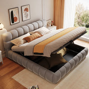 Letto imbottito contenitore ¨C Minimal ¨C Grigio velluto 140x200 cm idraulico