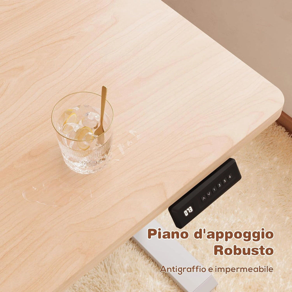 160x70cm Scrivania Regolabile In Altezza,Scrivania Elettrica con desktop completo,Altezza Regolabile 72-116 cm,4 Altezze Di Memoria,Scrivania Per Ufficio,Anti-collisione(Beige)