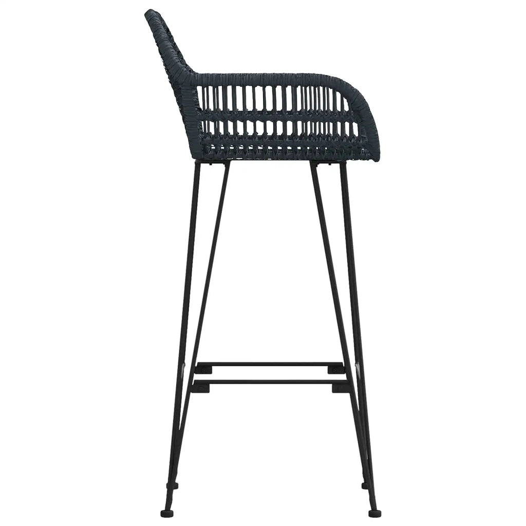 Sedia da Bar 2 pcs Nero 55 x 52 x 105 cm Rattan e Ferro 42011555