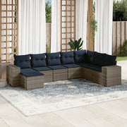 Set Divani da Giardino 8 pz con Cuscini Grigio in Polyrattan 3222960